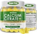 Citrate de calcium Gummies 1200mg avec vitamine D3 K2, suppléments de calcium à croquer pour les femmes et les hommes, soutien de haute puissance B0ne, te*th, force et santé immunitaire, saveur de mangue, non-OGM, sans sucre, 60 Cts