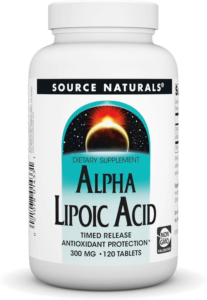 Source Naturals Alpha Acide lipoïque, Protection antioxydante libérée dans le temps* - 120 comprimés de libération dans le temps