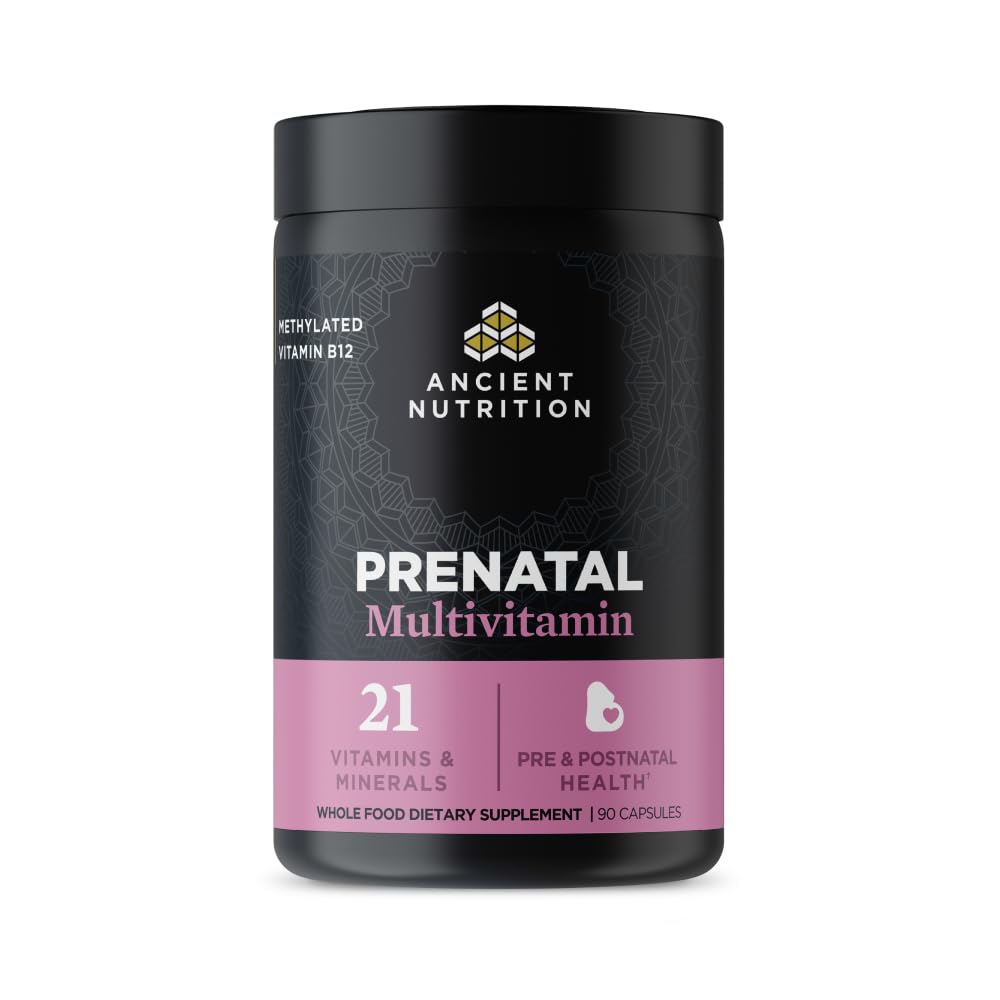Vitamines prénatales anciennes, multivitamines pour les femmes avec la vitamine C méthylée, B12, Magnésium et Folate, Soutienne la santé de la grossesse et de la fertilité, 90 Ct