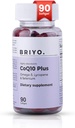 Briyo CoQ10 100mg Supplément avec Omega 3 EPA DHA, Lycopène et Sélénium – pour la santé cardiaque, le soutien énergétique, la protection antioxydante, le vieillissement en santé – une fois par jour softgels, 90 Compte