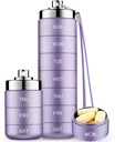 Mossime Metal Travel Pill Organizer, Portable 7 jours Vitamine Organizer Stackable, Imperméable 1 fois par jour Pill Box, Grand contenant de pilule, organisateur de médicaments quotidiens pour la vitamine, huile de poisson, supplément