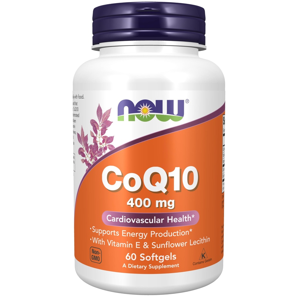 MAINTENANT Compléments alimentaires, CoQ10 400 mg, Classe pharmaceutique, Forme All-Trans produite par Fermentation, 60 Softgels