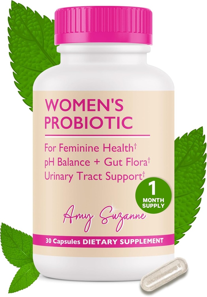 Probiotiques pour les femmes - 10 milliards CFU Probiotique pour l'équilibre du pH et la santé urinaire - soutient la levure, l'or vaginal, la flore de Gut et la santé féminine - 30 capsules