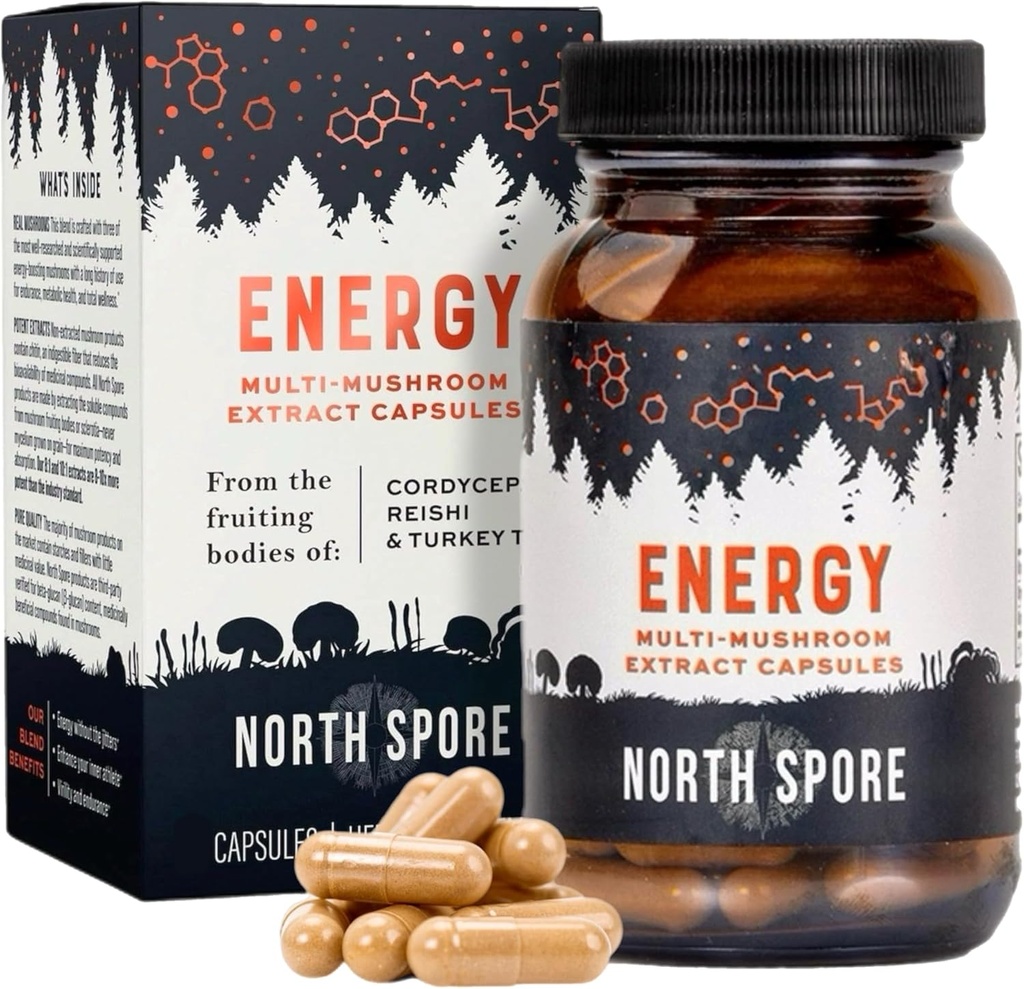 Bio ‘Energy' Extrait de Champignons Capsule Supplement de Stamina & Endurance.