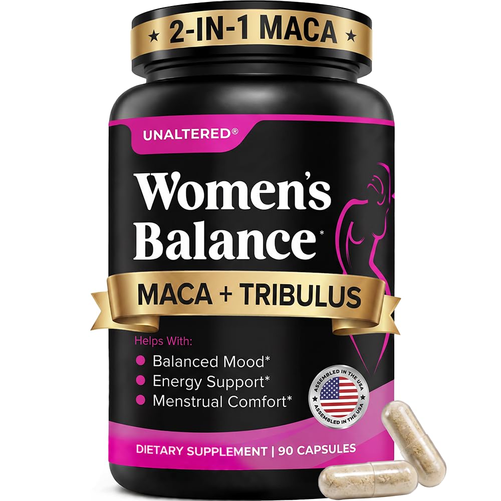 Unaltered Hormone Balance & Mood Support for Women - soutient naturellement l'équilibre et l'énergie hormonaux avec Tribulus Terrestris & Red Maca Root Extract - Dietary Supplement - 90 Capsules Vegan