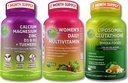 Femmes Multivitamines, Calcium et Glutathion liposomique Trio - Calcium à base végétale, Magnésium, Zinc, D3, K2 & Turmeric + Femmes Multivitamine quotidienne avec fer + Glutathion liposomique 500mg