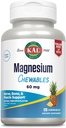 KAL Magnésium Chewables - Citrate de magnésium pour le soutien des nerfs, des muscles et des os - Aucun sucre ajouté, supplément de magnésium végétalien - Garantie de 60 jours - Arôme d'ananas - 120 portions, 120 comprimés à croquer