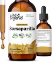 Les gouttes de racines de Sarsaparilla sauvage et biologique - Détox Nettoyer les gouttes - Sarsaparilla poudre à base de teinture - Vegan, sucre et supplément liquide sans alcool - 2 fl oz