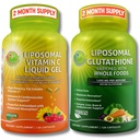 SUPPLÉMENTS ÉTUDE Vitamine liposomique C 1100mg Capsules de gel liquide - Bundle up with - Supplément de glutathion liposomique 500mg
