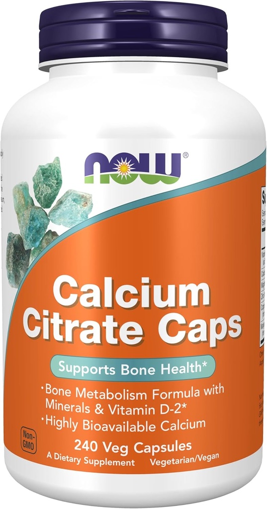 MAINTENANT compléments alimentaires, citrate de calcium avec vitamine D, magnésium, zinc, cuivre et manganèse, 240 capsules de légumes