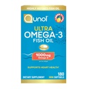 Huile de poisson Qunol Omega 3 Mini Softgels, 1000mg Omega 3 EPA + DHA, Suppléments ultra purs, Soutien de santé cardiaque, Saveur de citron, Minis faciles à avaler, Approvisionnement de 3 mois, 180 Compte