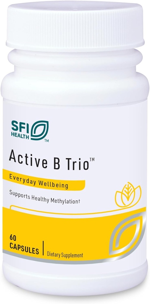 Klaire Labs SFI Health Active B Trio - Complexe de vitamine B méthylée avec B6, B12 et folate - Vitamines bioactives pour l'absorption accrue - Promouvoir l'énergie saine et la cognition (60 capsules)