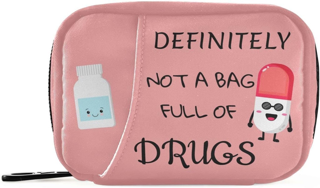 Pill Organizer Pill Character Pill Box 7 Day Pill Case Bag de voyage Pill Organizer Bag avec zipper Portable Weekly Case Taille compacte pour le support de supplément de vitamine