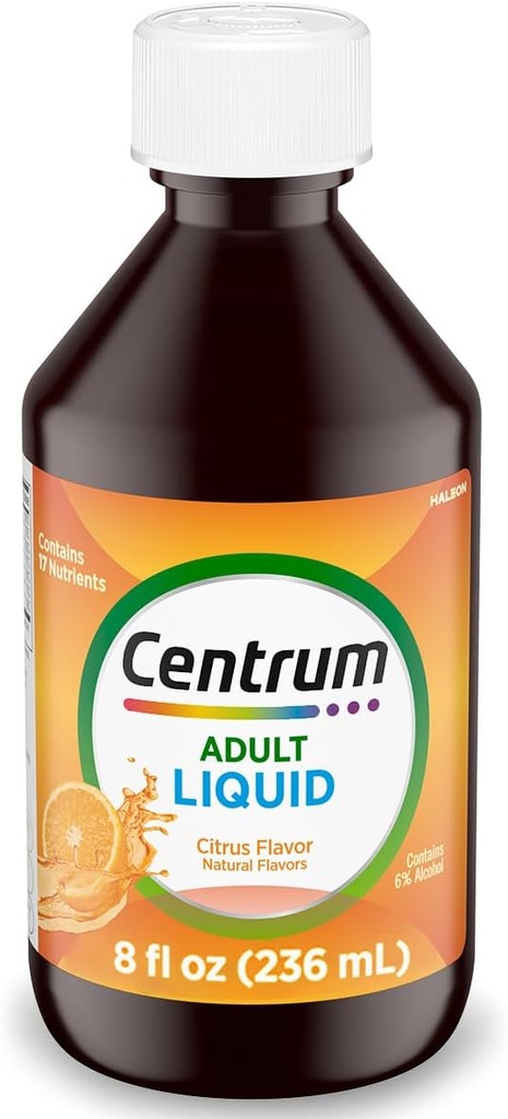 Multivitamine liquide centrum pour adultes, supplément multivitamine/multiminéral avec des vitamines B et des antioxydants, Citrus Flavor - 8 Fl Oz