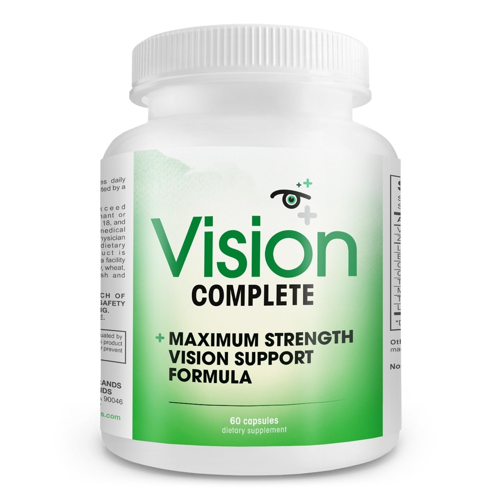 Vision Complete Natural Eye Support Formula Maximum Strength Vision Support Mix of Lutein in One Daily Vision Supplément.