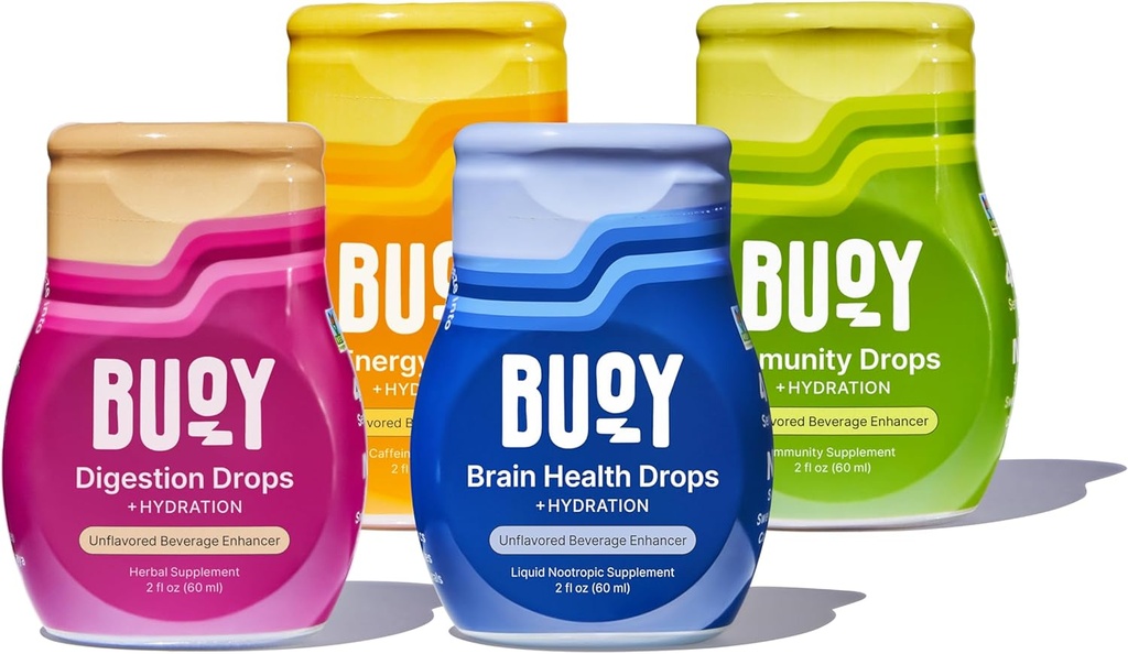 Bouée Electrolyte Drops Variety Pack Digestion + Cerveau + Énergie + Immunité.
