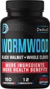 Capsules d'extrait de wormwood premium - 5 mois d'approvisionnement pour immune - 12 herbes mélangées avec des feuilles de noyer noir, gingembre, curcuma et plus - 150 comtes