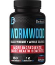 Capsules d'extrait de wormwood premium - 5 mois d'approvisionnement pour immune - 12 herbes mélangées avec des feuilles de noyer noir, gingembre, curcuma et plus - 150 comtes