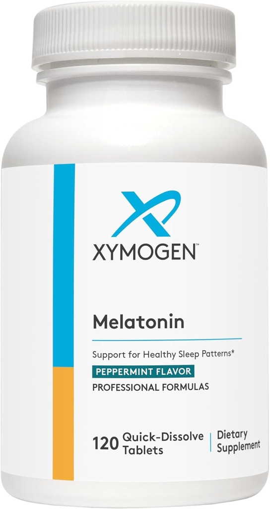 XYMOGEN Mélatonine - Peppermint Lozenges - Supplément de mélatonine de 3 mg pour la nuit, antioxydant + support immunitaire (120 comprimés à dissolution rapide)