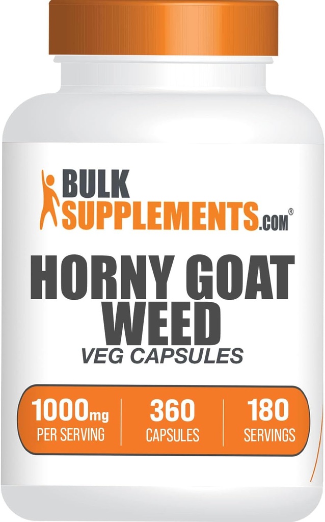 BulkSupplements.com Capsules d'herbes de chèvre Horny - Extrait d'épimedium, Suppléments d'herbes de chèvre Horny - Vegan, 2 Capsules par portion (1000mg), 360 Capsules de Veg (Pack of 1)