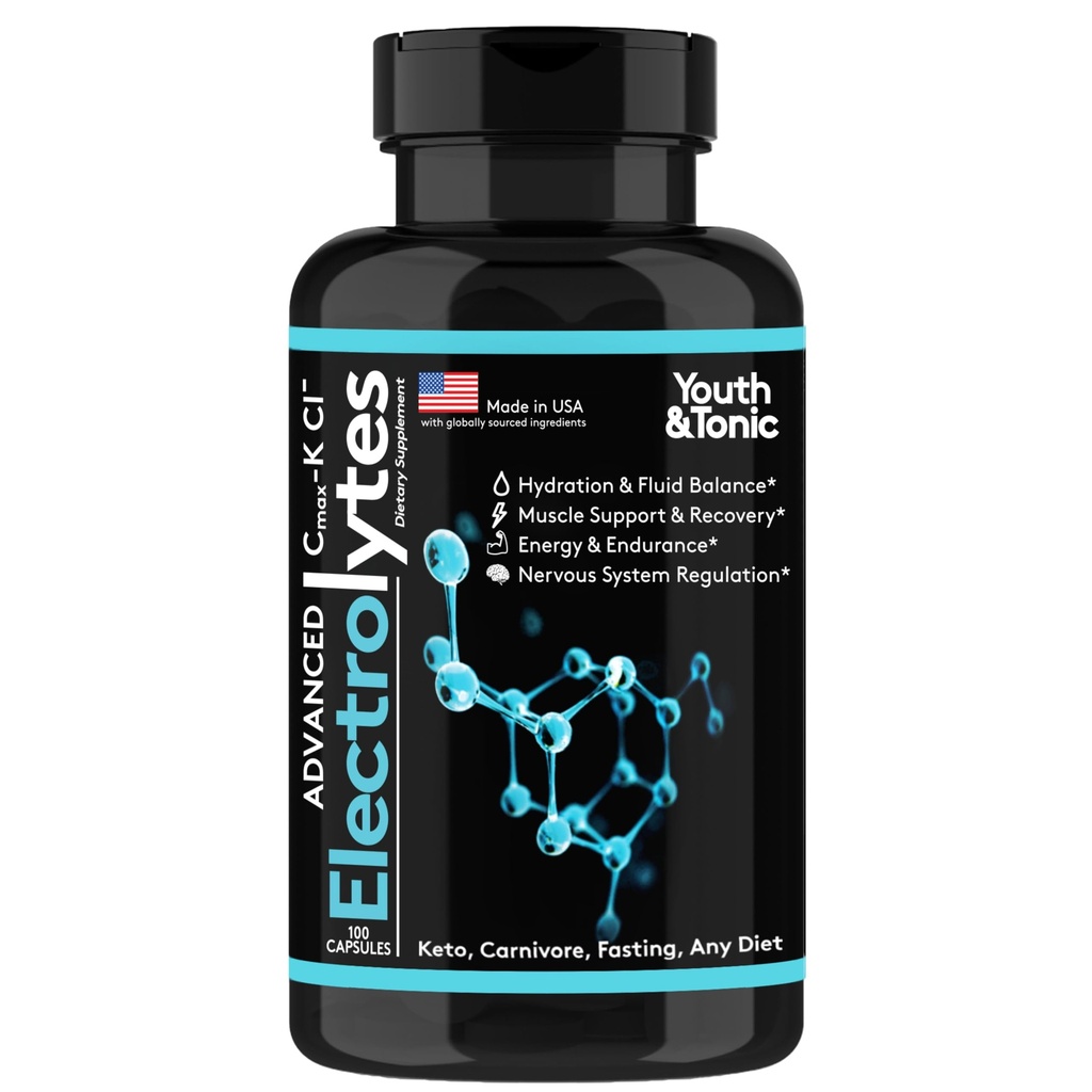 Supplément d'électrolyte complet Pills Haute Absorption Cmax Chlorure de potassium Magnésium sodium Calcium Zinc.