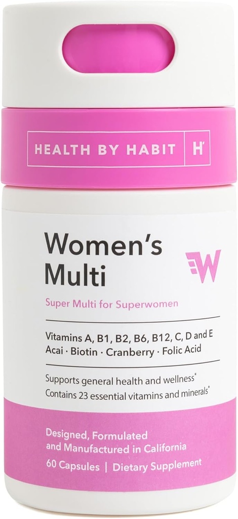 Santé par Habit Femmes Multi Supplément (60 capsules) - 23 Vitamines essentielles et minéraux, soutient la santé générale et le bien-être, non-OGM, sans sucre (1 paquet)