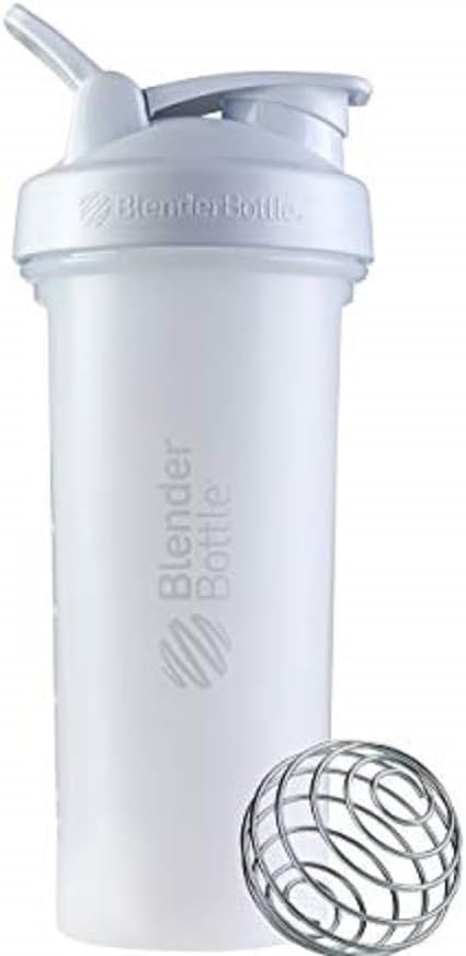 Bouteilles de mélange Classic V2 Shaker Bouteille parfaite pour les shakes protéiques et préentraînement, 28-Ounce, blanc