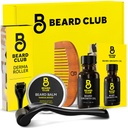 Le kit de croissance de la barbe Club - Derma Roller, huile de croissance de la barbe, baume de sandale, peigne - Cadeau