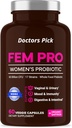 Fem Pro Probiotics for Women. 17 Clinically Effective Strains for Vaginal, Digestive & Immune Support, Urinary Tract Health, pH Balance and Mood. 60 Veggie Capsules, 2 Month Supply