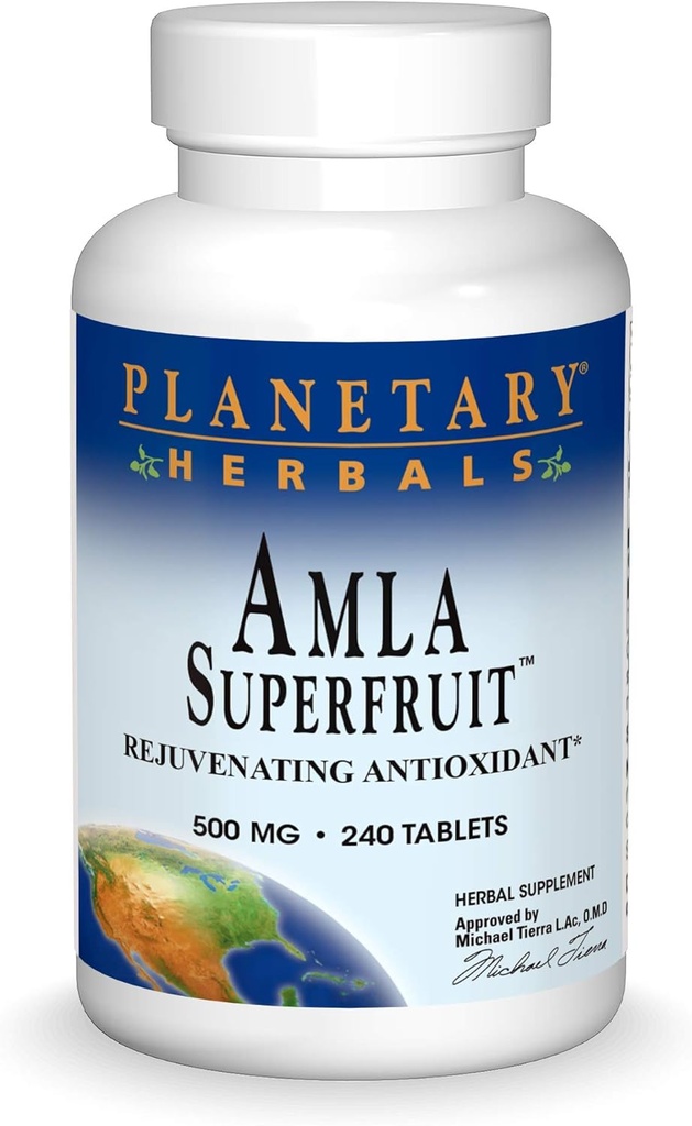 HERBAUX PLANÉTAIRES Amla Supplément antioxydant rajeunissant Super Fruit, 240 Compte