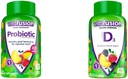 Suppléments gommy probiotiques de Vitafusion, framboises, pêches et mangues et vitamines D3 vitamines gommy pour le soutien du système osseux et immunitaire