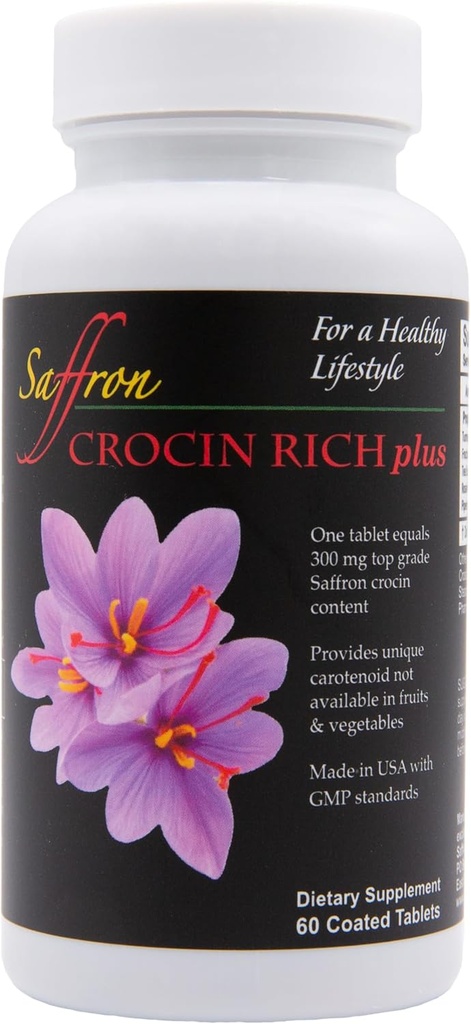 CROCIN RICH Plus – Advanced Brain, Memory & Focus Support | Patented Crocin Formula Featuring the Clinically Studied Ingredient Crocin | Mood, Sleep, Cognition & Vitality Supplement – 60 Tablets