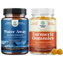 Ensemble de liquide de rétention d'eau à l'écart avec extrait de feuille de dandelion et thé vert pour le soulagement de ballonnement et les gummies curcuma pour adultes Peach Flavor - Curcumine curcuma avec extrait de poivre noir et gingembre