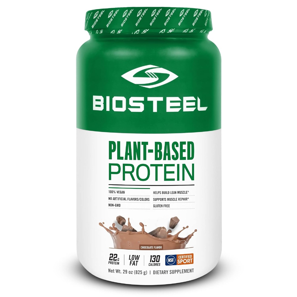 BioSteel Poudre de protéines végétaliennes - Chocolat, NSF pour le sport, 1,8 lb, 22g Protéines, 25 portions - Poudre de protéines végétales avec riz brun, pois et graines de citrouille - Poudre de protéines végétales premium