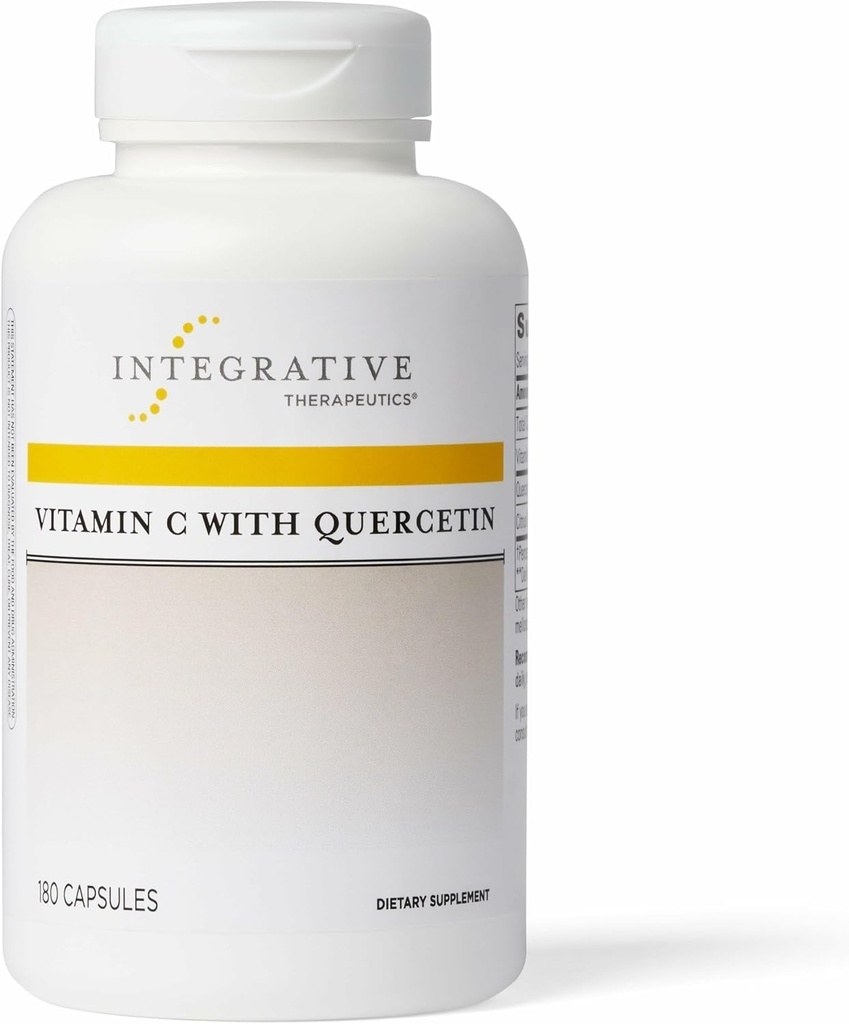 Thérapeutique intégrative Vitamine C avec Quercetine - Supplément de vitamine C pour le soutien immunitaire*- Soutient l'activité antioxydante* - Vegan, sans gluten et sans lait - 180 capsules (90 portions)