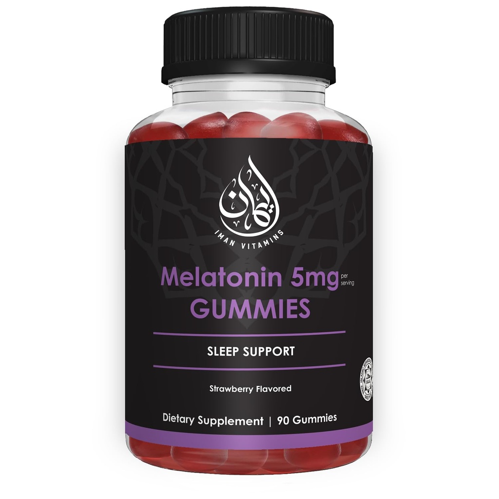 Halal Mélatonine Gummées 2,5 mg - 5 mg Dormez et dormez avec un soutien naturel, végétarien, sans OGM, sans gluten, sans gélatine, pour les adultes, les hommes et les femmes 45-90 portions