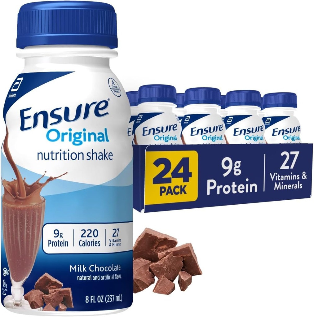 Assurer la nutrition originale Agiter avec 9 grammes de protéines, Remplacement des repas Shakes, Chocolat au lait, 8 fl oz, 24 Compte