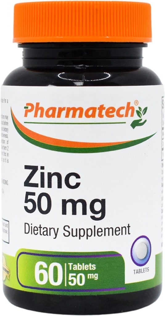 Zinc 50 mg, supplément de soutien immunitaire, gluconate chélaté de zinc élémentaire, antioxydant minéral pour la santé de l'homme et de la femme, acné, facile à avaler, 60 comprimés