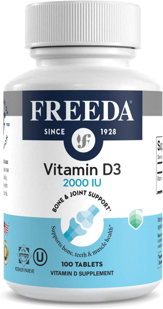 FREAD Vitamine D3-2000 UI – Vitamine D de haute capacité pour la force osseuse et le soutien immunitaire – Comprimés faciles à avaler – 100 comprimés minuscules
