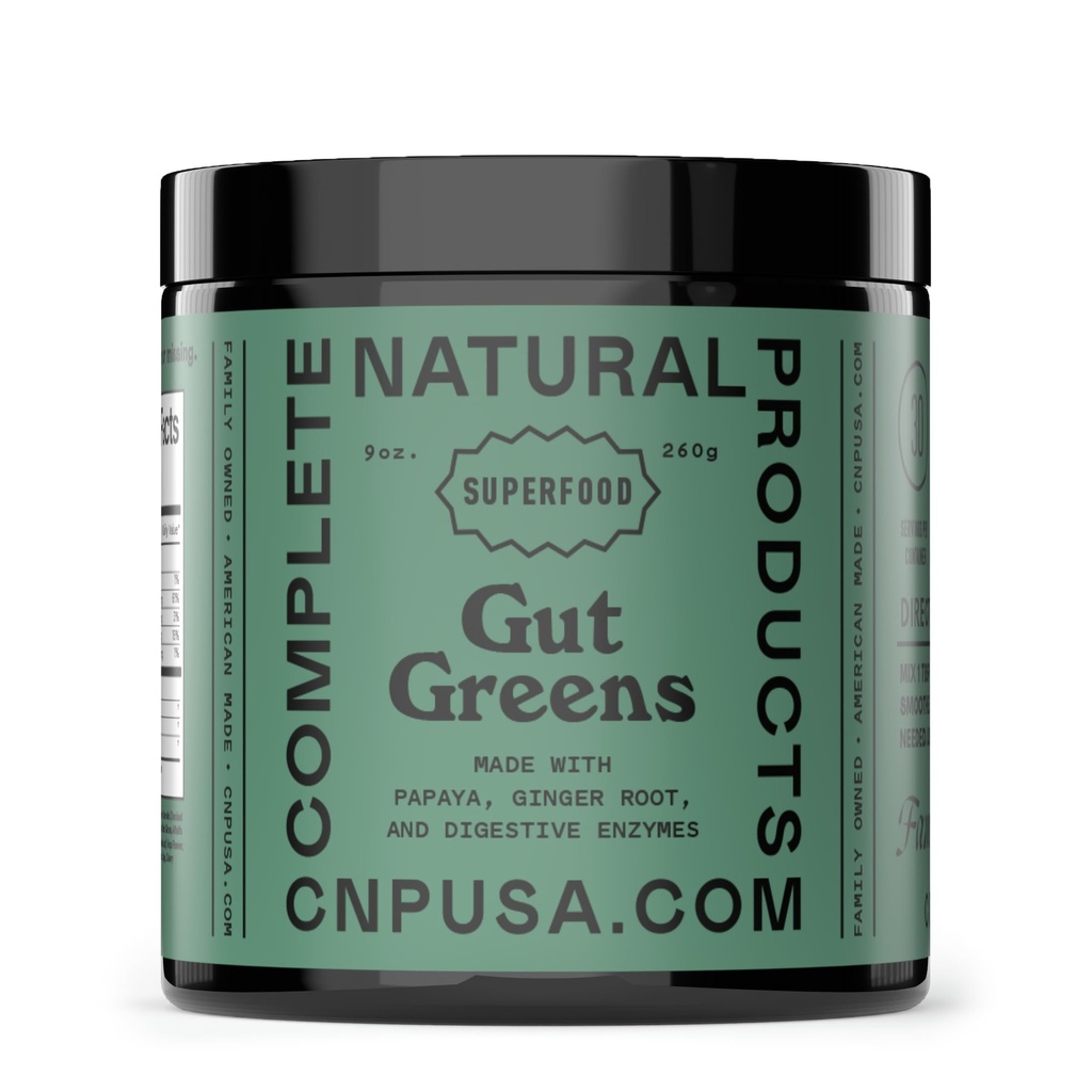 Gut Greens Superfood Powder Formula Supplement - Amazing Raw Digestive Enzyme Suppléments Grass Mix, 9oz, 30 portions