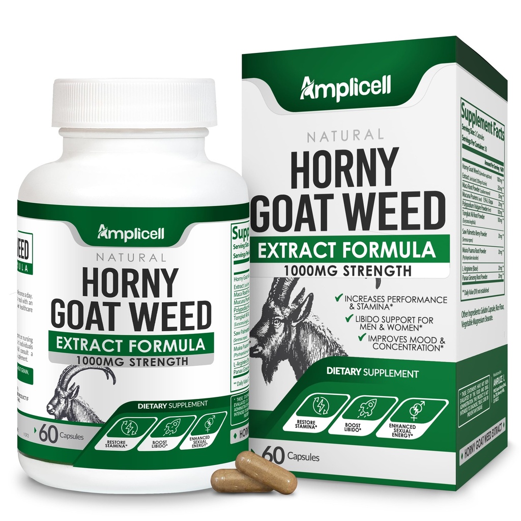 L'herbe de chèvre en chaleur avec la racine de Maca, Tongkat Ali, L-Arginine & Panax Ginseng – Supplément de performance masculine & Libido Booster – Énergie, Stamine & Pills Vitalité pour hommes et femmes – 60 Capsules