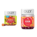 OLLY Multi + Probiotique adulte multivitamine Gummy, 1 milliard UFC, soutien digestif et immunitaire et Gummy aux cheveux célestes, soutient cheveux sains, kératine, biotine, AMLA, supplément à croquer, 30 jours