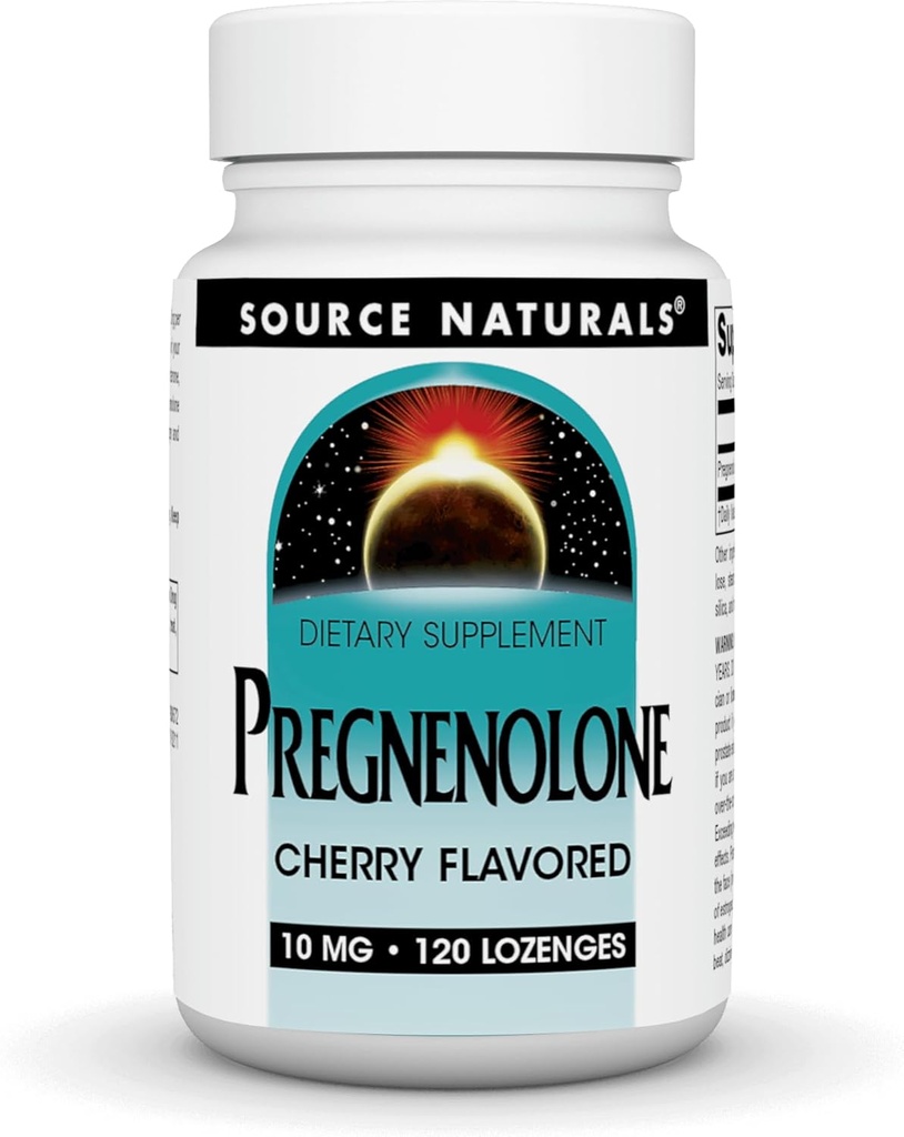 Source Naturals Pregnenolone 10 mg - 120 Lozanges aromatisées aux cerises