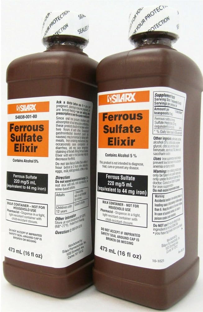 Sulfate Elixir 220mg/5mL 16oz bouteille - 4 emballage