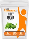 BulkSupplements.com Poudre de Basilic Saint - Supplément de Basilic Saint, Poudre de Feuille de Basilic Saint - Tulsi Basilic Saint, Herbal & Sans gluten, 5g par portion, 100g (3.5 oz) (paquet de 1)