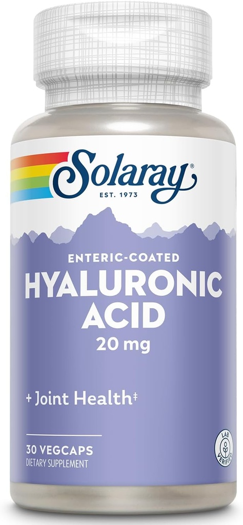 SOLARAY L'acide hyaluronique aide à soutenir le confort articulaire sain et la santé de la peau avec la vitamine C