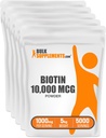 BulkSupplements.com Biotine 10000mcg Poudre - Vitamines pour cheveux, peau et ongles - comme vitamine B7, sans gluten, 1000mg par portion (10mg Biotine), 5kg (11 lbs) (paquet de 5)