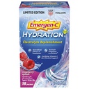 Emergen-C Hydratation+ Mélange de boissons sportives avec vitamine C (18 Compte, Arôme de framboise), Remplissage d'électrolytes, 0.33 Packs de poudre d'Once