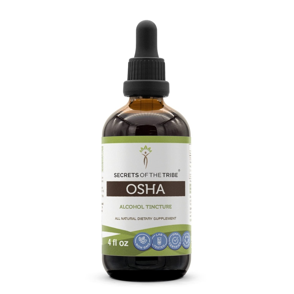 Secrets de l'extrait d'alcool de teinture de Tribe OSHA, d'élevage responsable OSHA (Ligusticum porteri) Racine séchée 4 OZ