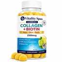 Gommies de collagène avec biotine (2500mcg), vitamine C, E, zinc pour les cheveux, la peau et les ongles, faible sucre, parfum de citron, 60 Gommies, Fabriqué aux États-Unis